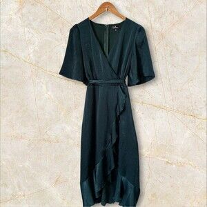 Lulu's Dark Green Wrap Dress